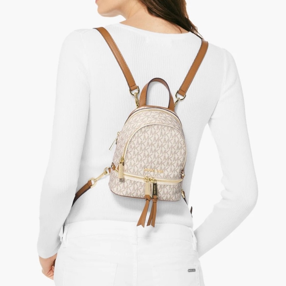 Michael Kors Rhea White Mini Convertible Backpack White Gold Hardware